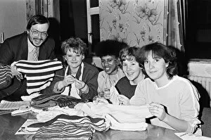 Images Dated 5th February 1985: Almondbury Youth Club members are helping an Oxfam appeal to knit pullovers for Ethiopia