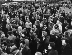 Alvechurch players mobbed by jubilant supporters following their victory against Alvechurch players mobbed by jubilant supporters following their victory against