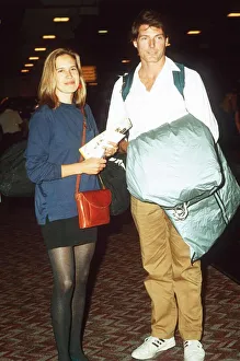 American actor Christopher Reeve with his girlfriend Dana Norosini at the Airport dbase American actor Christopher Reeve with his girlfriend Dana Norosini at the Airport dbase