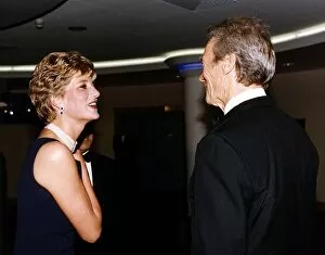 Images Dated 23rd September 1993: American actor Clint Eastwood actor meets Princess Diana at the film premier of The