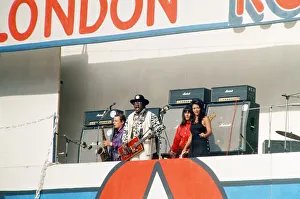 American blues musician Bo Diddley performing in concert during a Rock American blues musician Bo Diddley performing in concert during a Rock