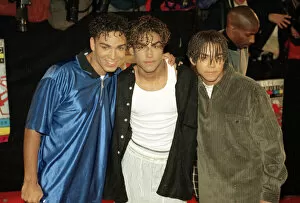 Images Dated 14th November 1996: American boy band 3T pose for pictures at the MTV Music Awards 14th November 1996