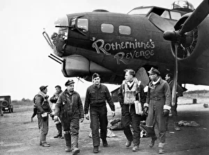 American crew members of the 381st Bomb Group return to a Bomber station of the U.S American crew members of the 381st Bomb Group return to a Bomber station of the U.S