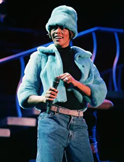 American singer Whitney Houston on stage in Hamburg, Germany September 1999 The American singer Whitney Houston on stage in Hamburg, Germany September 1999 The