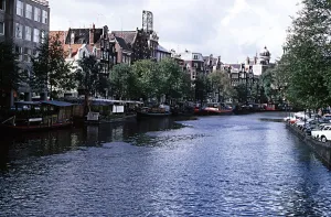 Amsterdam, Holland rear of floating flower market Amsterdam, Holland rear of floating flower market