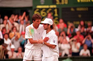 ANDRE AGASSI AND GORAN IVANISEVIC IN THE WIMBLEDON TENNIS 1992 FINAL - 06/07/1992 ANDRE AGASSI AND GORAN IVANISEVIC IN THE WIMBLEDON TENNIS 1992 FINAL - 06/07/1992