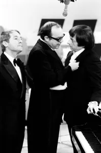 Andre Previn with Eric Morecambe & Ernie Wise 1971 during recording of Morecambe & Andre Previn with Eric Morecambe & Ernie Wise 1971 during recording of Morecambe &