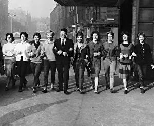 Andy Stewart singer at the Kings Theatre Edinburgh arm in arm with dancers girls from Andy Stewart singer at the Kings Theatre Edinburgh arm in arm with dancers girls from