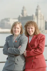 Angela Eagle (left) and her twin sister Maria, pictured in Liverpool, February 1992 Angela Eagle (left) and her twin sister Maria, pictured in Liverpool, February 1992
