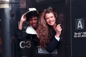 Annabel Croft treasure hunter and singer Sinitta at St Pancras Station London to launch Annabel Croft treasure hunter and singer Sinitta at St Pancras Station London to launch