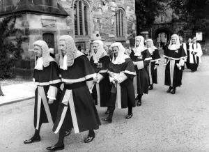 The annual parade of judges on their way to Durham Cathedral for the service of Matins The annual parade of judges on their way to Durham Cathedral for the service of Matins