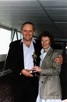 Anthony Hopkins Actor Arrives back at Heathrow with the oscar he won for the silence of Anthony Hopkins Actor Arrives back at Heathrow with the oscar he won for the silence of