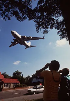 Antonov 124 Cargo aircraft comes in to land at Farnborough Aug 90 past two aircraft Antonov 124 Cargo aircraft comes in to land at Farnborough Aug 90 past two aircraft