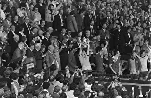 Arsenal captain Pat Rice holds up FA Cup after Arsenal had beaten Manchester United at Arsenal captain Pat Rice holds up FA Cup after Arsenal had beaten Manchester United at