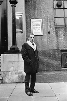 Arsenal inside forward George Eastham stands outside his club' Arsenal inside forward George Eastham stands outside his club'