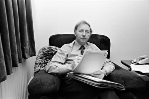 Arthur Scargill working at home near Barnsley, Yorkshire. 19th November 1980 Arthur Scargill working at home near Barnsley, Yorkshire. 19th November 1980