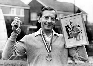 Images Dated 17th February 1983: Athlete Steve Cram Bill Cram father of Steve with some of his son
