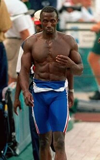 Images Dated 29th July 1996: Atlanta Olympics 1996 Lindford Christie laves the track after being disqualified