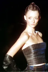 Audrey models a Versace design at the Versace show January 1999 at Paris Fashion Audrey models a Versace design at the Versace show January 1999 at Paris Fashion