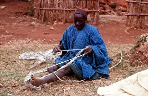 Babungu village Bamenda Highlands West Cameroon African making rope Babungu village Bamenda Highlands West Cameroon African making rope