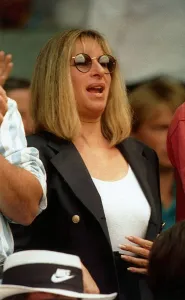 Barbra Streisand Singer enjoys Agassi playing Tennis Barbra Streisand Singer enjoys Agassi playing Tennis