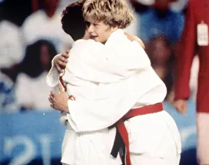 Barcelona Olympic Games 1992 Judo silver medalist Nicola Fairbrother in action in Barcelona Olympic Games 1992 Judo silver medalist Nicola Fairbrother in action in