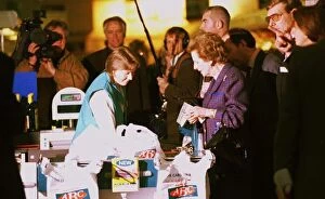 Images Dated 21st April 1997: Baroness Thatcher goes shopping at a Stirling supermarket April 21