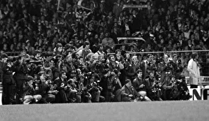 A barrage of press photographers at the FA Cup Final replay 1981 A barrage of press photographers at the FA Cup Final replay 1981