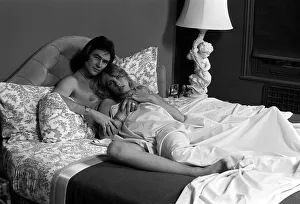 Barry Sheene with Stephanie McClean at home in bed. February 1977 Barry Sheene with Stephanie McClean at home in bed. February 1977