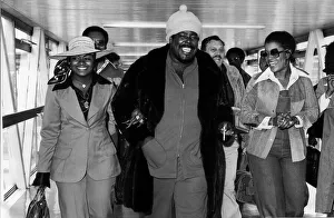 Barry White American soul singer arriving at Heathrow Airport with his wife Glodean White Barry White American soul singer arriving at Heathrow Airport with his wife Glodean White