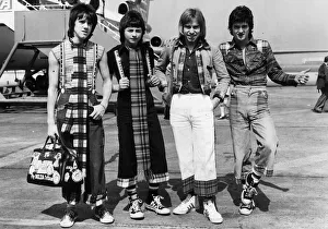 Bay City Rollers on the tarmac at Heathrow Airport. Left to right: Stuart Wood Bay City Rollers on the tarmac at Heathrow Airport. Left to right: Stuart Wood