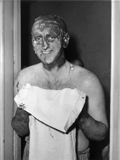 BBC Sports commentator Brian Johnston, victim of the Barber Shop act of the Crazy Gang BBC Sports commentator Brian Johnston, victim of the Barber Shop act of the Crazy Gang