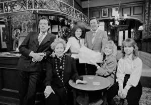 BBC television chat show host Terry Wogan at the Queen Vic pub while on the set of soap BBC television chat show host Terry Wogan at the Queen Vic pub while on the set of soap