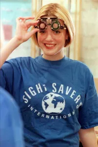 BBC TV Presenter Kate Heavner October 1999 About to test her eye sight at Boots BBC TV Presenter Kate Heavner October 1999 About to test her eye sight at Boots