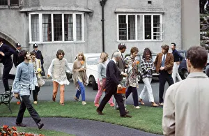 The Beatles in Bangor, Wales 27th August 1967. Breaking News - manager Brian Epstein has The Beatles in Bangor, Wales 27th August 1967. Breaking News - manager Brian Epstein has