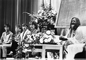 The Beatles first meeting with Maharishi Mahesh Yogi. Hilton Hotel, London The Beatles first meeting with Maharishi Mahesh Yogi. Hilton Hotel, London