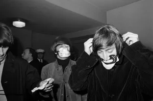 The Beatles before performing at the Ardwick Theatre after a delayed journey leaving them The Beatles before performing at the Ardwick Theatre after a delayed journey leaving them