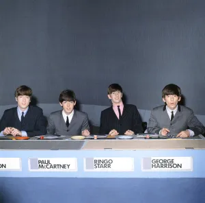 The Beatles pop group appear on the television programme Juke Box Jury in Liverpool The Beatles pop group appear on the television programme Juke Box Jury in Liverpool