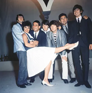 The Beatles pop group with Mike and Bernie Winters and Chita Rivera during rehearsals for The Beatles pop group with Mike and Bernie Winters and Chita Rivera during rehearsals for