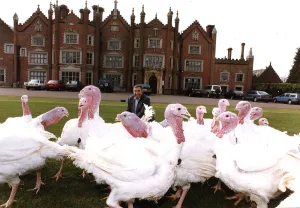 Bernard Matthews of Matthews Turkeys on the lawn outside his Mansion in Norfolk with Bernard Matthews of Matthews Turkeys on the lawn outside his Mansion in Norfolk with
