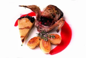 Berry filled roast grouse with turnip gateau and potatoes August 1999 Berry filled roast grouse with turnip gateau and potatoes August 1999