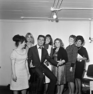Big Beat Night at Wembley Pool. Pictured, Cliff Richard with six girls he invited to see Big Beat Night at Wembley Pool. Pictured, Cliff Richard with six girls he invited to see