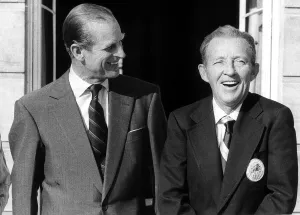 Bing Crosby meets Prince Philip at Buckingham palace 1976 Bing Crosby meets Prince Philip at Buckingham palace 1976