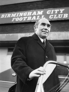 Birmingham City manager Sir Alf Ramsey arrives at St Andrews, the club's home ground Birmingham City manager Sir Alf Ramsey arrives at St Andrews, the club's home ground