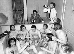 Birmingham City players celebrate in the bath team with manager Freddie Goodwin sitting Birmingham City players celebrate in the bath team with manager Freddie Goodwin sitting