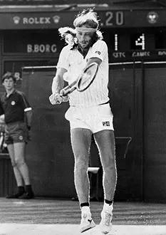 Bjorn Borg in action at Wimbledon tournament - July 1980 04/07/1980 Bjorn Borg in action at Wimbledon tournament - July 1980 04/07/1980