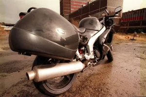 Black Triumph Motorbike March 1999 At the back of the Daily Record building Black Triumph Motorbike March 1999 At the back of the Daily Record building