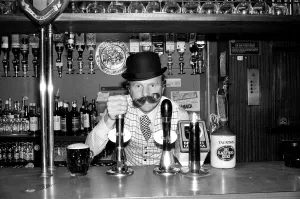 Bobby Moore preparing for the opening of his own public house called Moore' Bobby Moore preparing for the opening of his own public house called Moore'