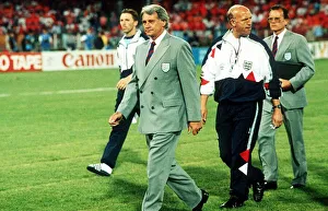 Bobby Robson England manager leads the team out ahead of World Cup match in Italy 1990 Bobby Robson England manager leads the team out ahead of World Cup match in Italy 1990
