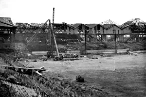 Bomb damaged Old Trafford football ground, pictured shortly after the Second World War Bomb damaged Old Trafford football ground, pictured shortly after the Second World War